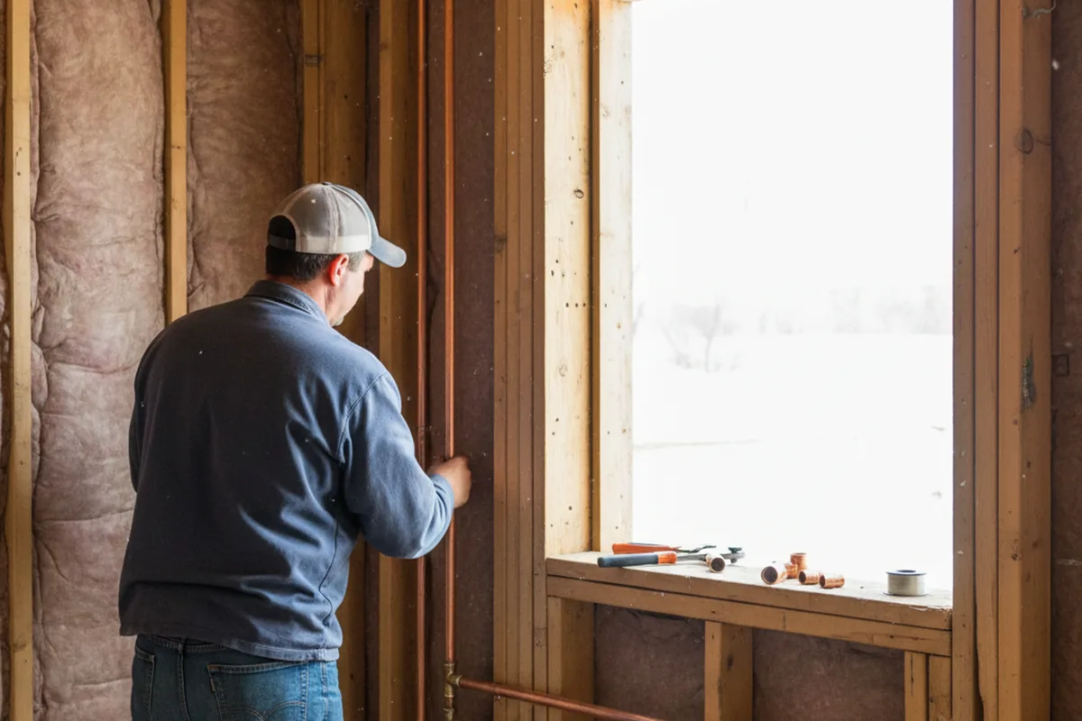 Licensed plumber running new copper supply lines in a Fallston home